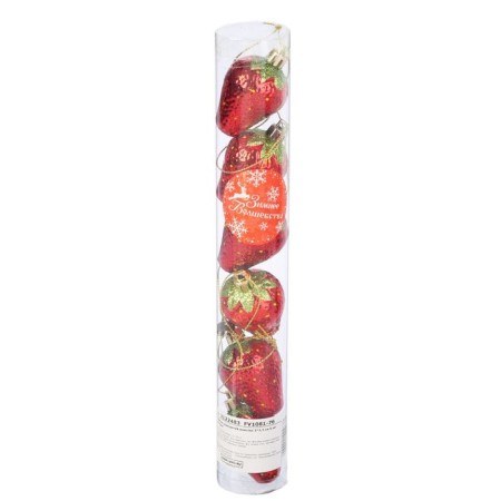 Christmas tree decoration "strawberries" (set 6 pcs) 5x3.5 cm, red-1