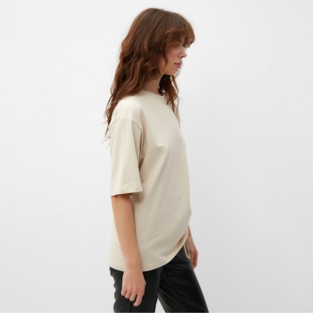 Women's T-shirt with Kulika Minaku Regular Fit: Beige color, pr 48-4