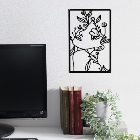 Panel interior metal "Abstraction. Girl in flowers" Black 30x45 cm