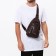 Male sling bag, artificial leather, headphone opening, brown color