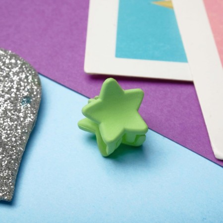 Hair crab "Little Joy" (set 6 pcs) star, 1.2 cm, green-1