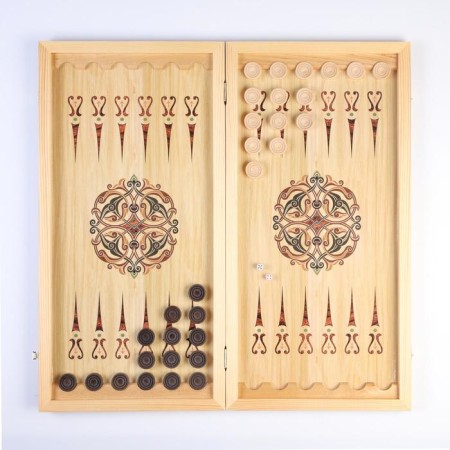 NARDS "Peter-ROSTROL Column", wooden board 60 x 60 cm, with a field for playing checkers-1