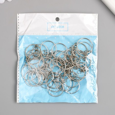 The base for the key fob Ring metal with a silver chain 2.5x2.5 cm set 40 pcs-3