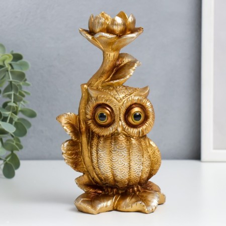 Summary Polystone stand "Filin Genrich Puccity with a flower" Bronze 21x8.5x12 cm-1