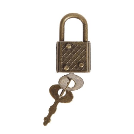Lack with a key for the casket metal set 5 pcs C286 bronze 3.1x1.7 cm-2