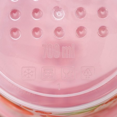 Bank with a screw cover ASTI, 700 ml, with decor, red color-3
