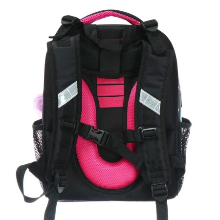 School backpack 38 x 30 x 16 cm, ergonomic back, stavia "kitten in cannons", black-4