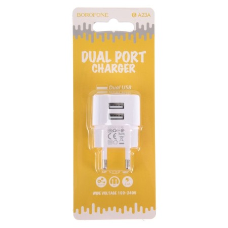Network charger Borofone BA23A, 2XUSB, 2.4 A, white-4