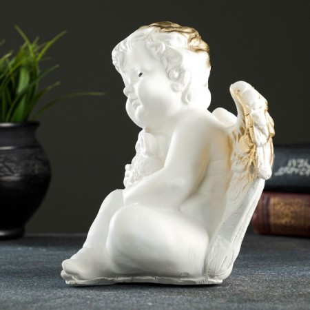 Figure "Angel with a Rabbit" White 19x16x14cm-1