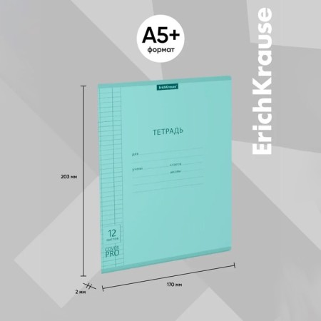 Notebook 12 sheet in the Erichkrause Coverpro Neon Classica, a plastic cover, an offset unit, whiteness is 100%, mint-12