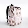 Youth backpack from textiles, 3 pockets, beige/pink color