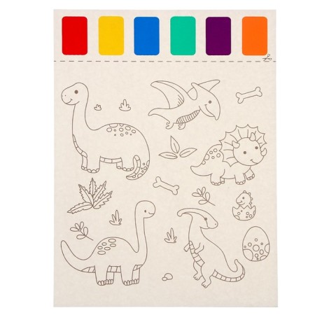 Coloring "World of Dinosaurs", 2 sheets, 6 colors of paint, brush-1