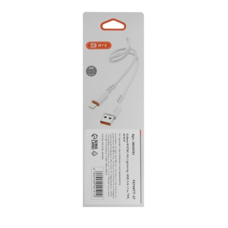 BYZ BC -151, Lightninig cable - USB, 5 A, 1.1 m, TPE, White-5