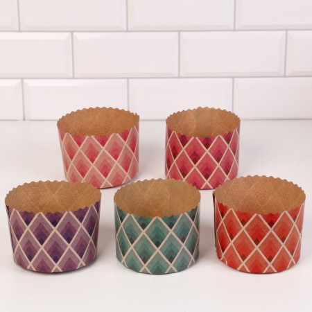 Paper forms for cake, muffins and kulich "Geometry" 110x85 mm, mix (packing 1900 pcs)-2