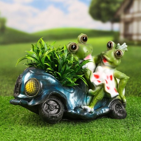 Garden figure "Frogs in car No. 1" 34x22x24cm