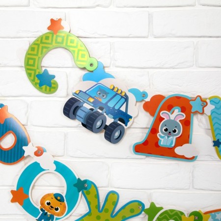 Festive garland on the eyelets "Happy Birthday Son", length 160 cm-4