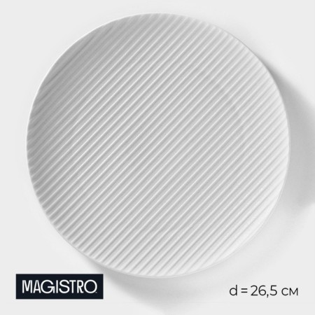 Porcelain plate Magistro line, d = 26.5 cm, white color