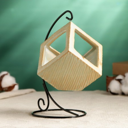 Pot on the stand "Cube" beige, 11x11x12cm-4