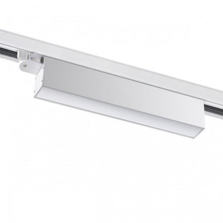 The lamp is a three -phase track LED Novotech. Iter, 18W, LED, 79x323x36 mm, white color