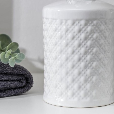 A set of accessories for the bathroom "Beads", 2 items (soap dispenser, glass), white color-1