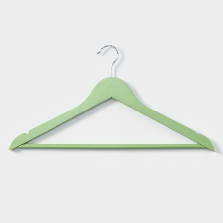Shoulders - Wooden hangers Ladoom Brillant, 44.5 × 23 × 1.2 cm, 3 pcs, Green color-2