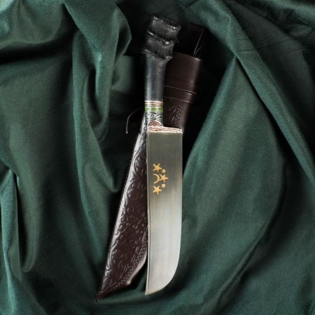 Knife Pchak Sharkhon "Rog Saigak" - plastic, Sukhma, Garda tin, engraving, 15 cm