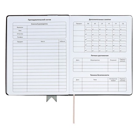 Universal diary for grades 1-11 Lenta, solid cover of artificial leather, applique, silkography, liesse, 48 sheets, black-4