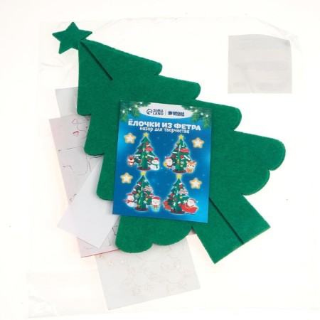 Set for creativity "Christmas tree with a snowman" adhesive decorations-4