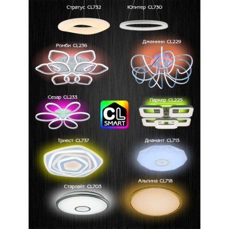 Ceiling CITILUX CULCH "JMINI SMART" CL229A151E 50x50x23 cm, 5x19W, LED, Gray color.-3