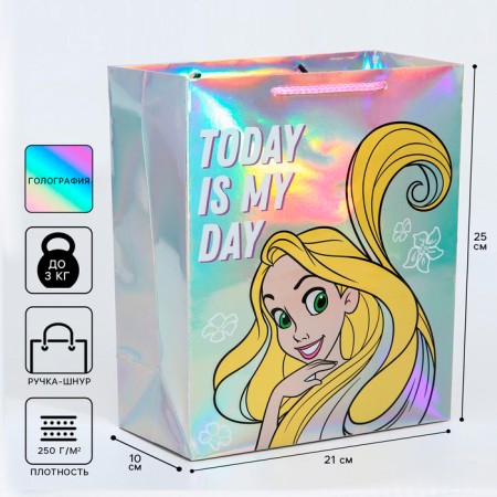 Gift package, 25x21x10 cm, holography, princesses