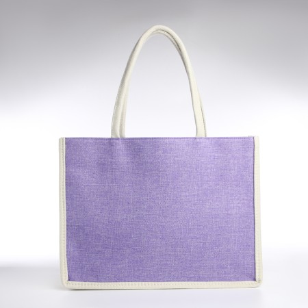Bag beach without fasteners, milk/lilac color-1
