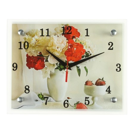 Carty clock is wall-mounted, interior "flowers in a vase", silent, 25 x 20 cm