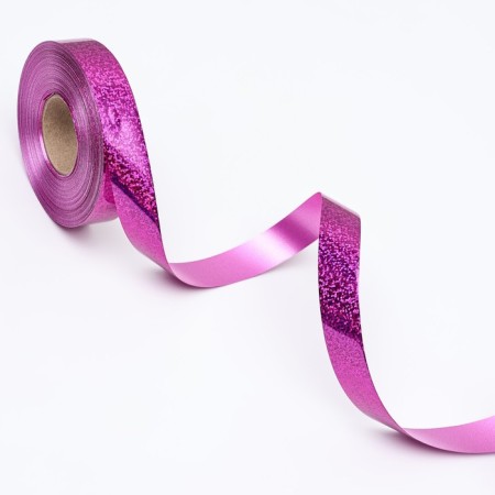 Holographic tape for decor and gifts, raspberry, 2 cm x 50 m-3