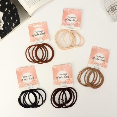 Hair elastic band "Milena" (set 4 pcs) weaving, 4 cm, mix-1