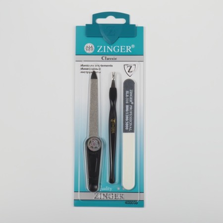 Manicure set, 3 objects, on a blister, black/white color, SIS-04-4