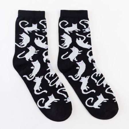 Minaku socks "cats", black color, size 36-37 (23 cm)