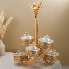 Gavana dessert stand, 35 × 35 × 53, 6 sections, Golden metal color