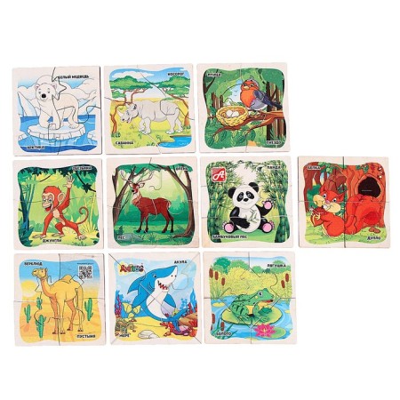 A set of curly puzzles from wood "who lives where"-1