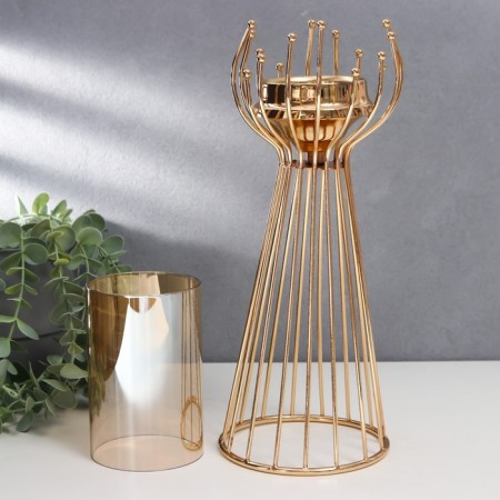 Summary Metal for 1 candle "FARCH WITH Gold balls" gold 37x12x12 cm-7