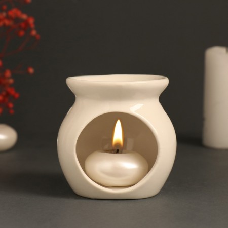 Aroma lamp ceramics "feel energy" white 7.2x7.2x7.8 cm-5