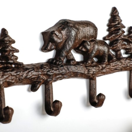 Decorative metal hooks "Bear with a teddy bear in the forest" 14.5x33x2.5 cm-2