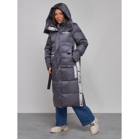 Coat insulated winter female, size 44, dark purple color-6