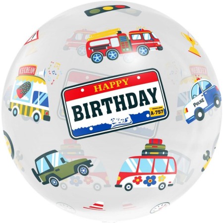 The ball is polymer with a valve 18 ’’ Deco Bubble, "cars", transparent, crystal, 1 pc. in the unit.