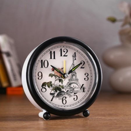 Clock - desktop an alarm clock "Eiffel Tower", discrete move, d -8.5 cm, 10 x 11 cm, aa