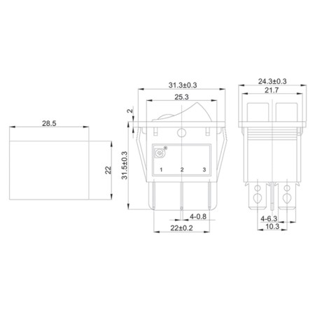 Klavima switch 250V 15A (6C) On -OFF black with double backlight (RWB-512, SC-797) Rexant-1