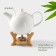 Porcelain teapot with heating on the bamboo stand Bellatenero “Strips”, 850 ml, white color