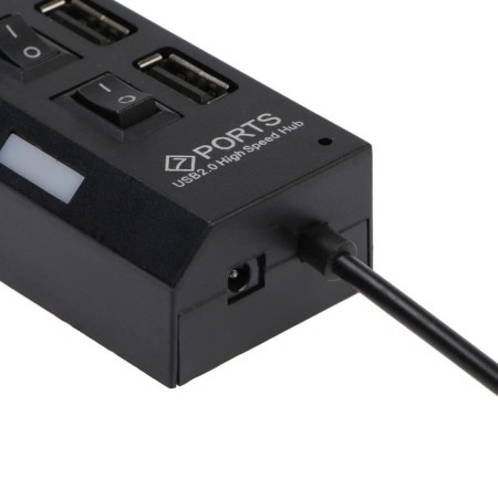USB Luazon USB, 7 ports with switches, USB 2.0, black-2