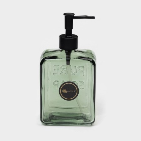 Glass soap dispenser 580 ml, the color is transparent green, black pump-6