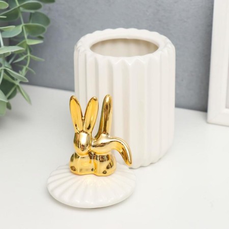 Coramics Coramics "Golden Bunnies" White, Hofre 15.5x7x7 cm-1