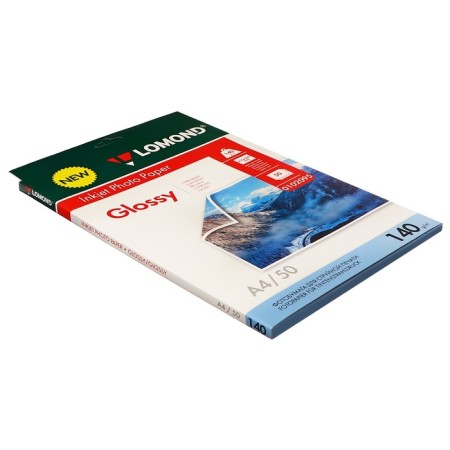Photo paper for jet print A4, 50 sheets of Lomond, 140 g/m2, bilateral, glossy-1